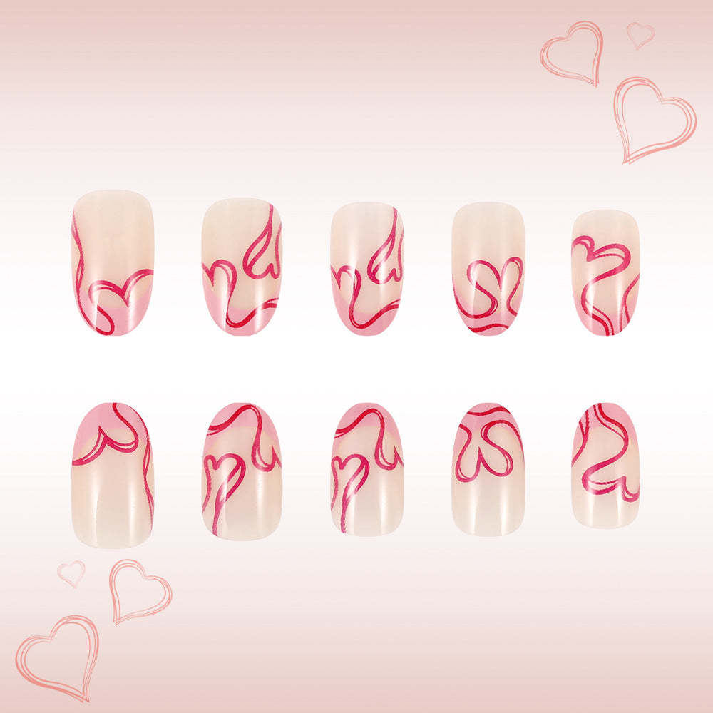 Romantic Heart-Designed Press-On Nails Stornfield