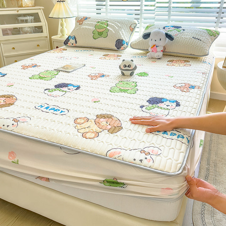 Quilted Floral Pattern Mattress Protector