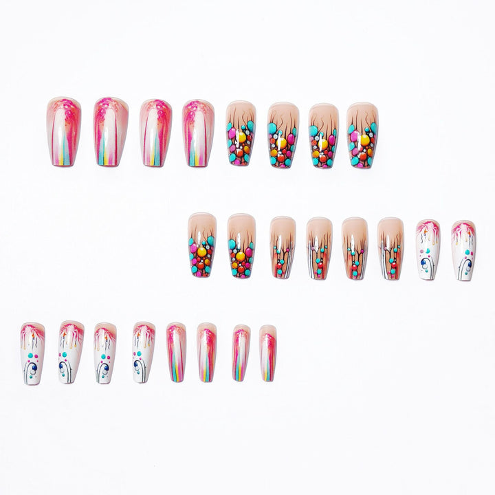 Creative artificial nails with intricate gradient and dot design Stornfield