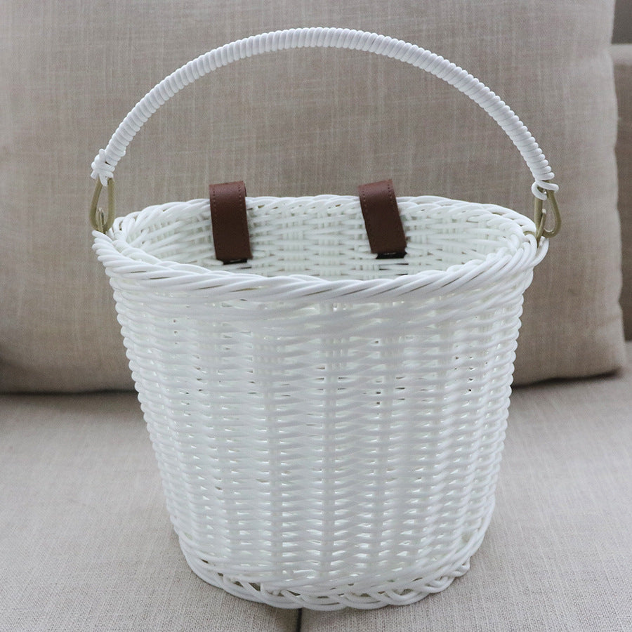 Practical hand basket with leather handles Stornfield