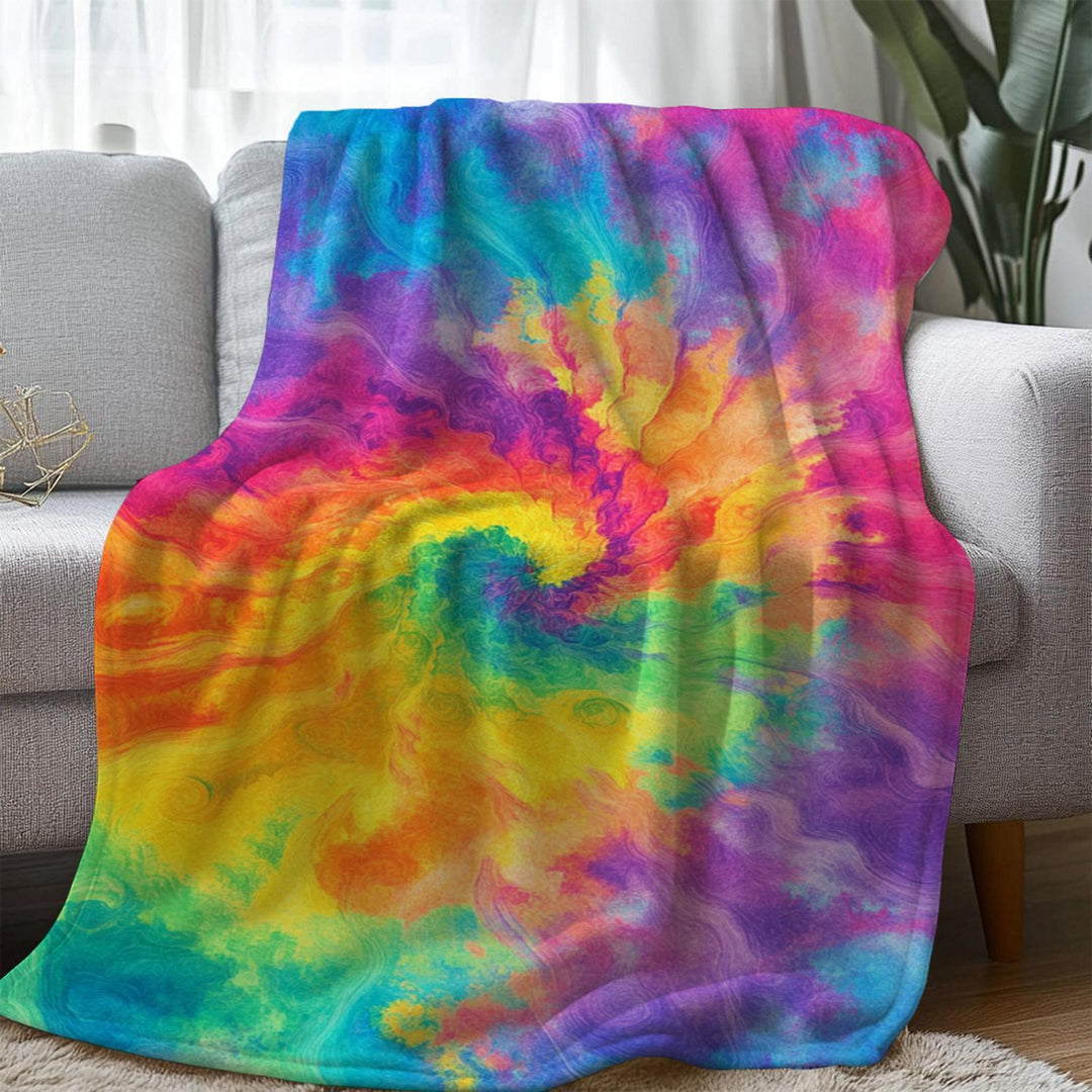 Vibrant Tie-Dye Fleece Throw Blanket
