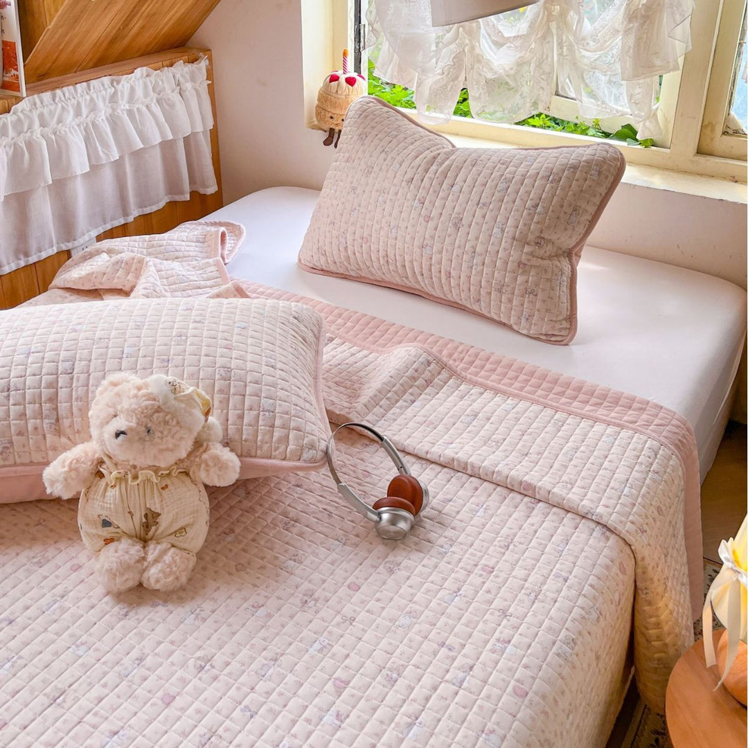 Children's Quilted Reversible Minky-Back Duvet Comforter Set with Ruffled Edge
