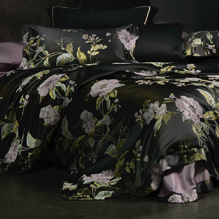 Luxury Floral Satin Bedding Duvet Cover Set