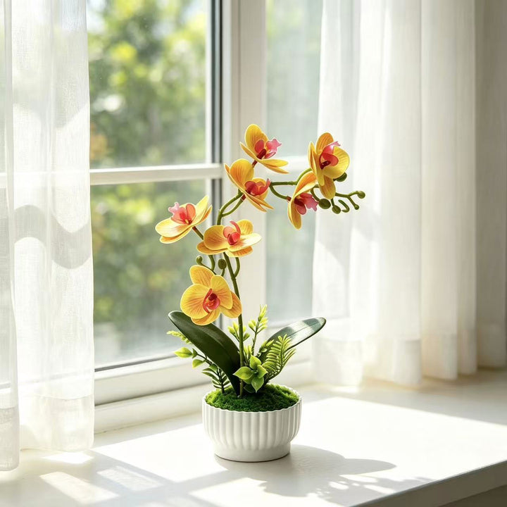 Elegant Faux Orchid Arrangement for Indoor Decor Display