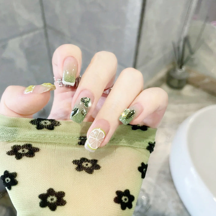 Artificial nail set with elegant crystal embellishments Stornfield