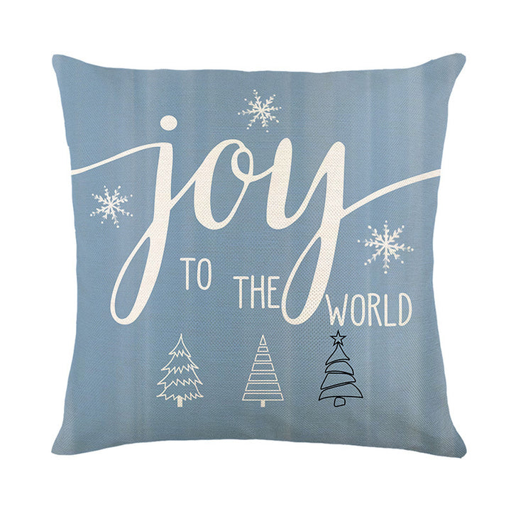 Seasonal Winter Decorative Throw Pillow Cover with 'Let It Snow' Script and Snowman Illustration