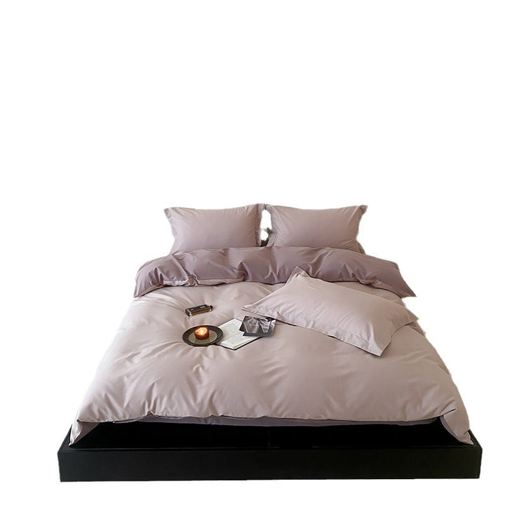 Reversible satin duvet cover set with silky soft finish and hotel closure