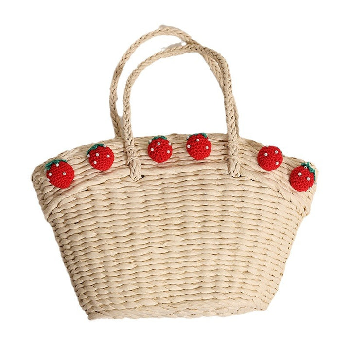 Handmade basket bag with playful strawberry motif Stornfield