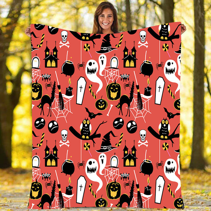 Playful Ghost Pattern Throw Blanket