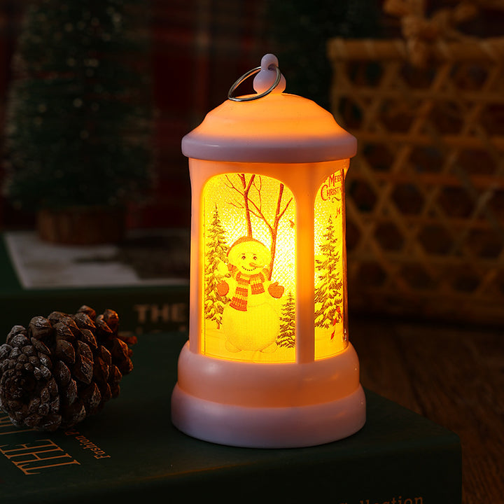 Nostalgic Christmas lantern with glowing Santa Claus motif Stornfield