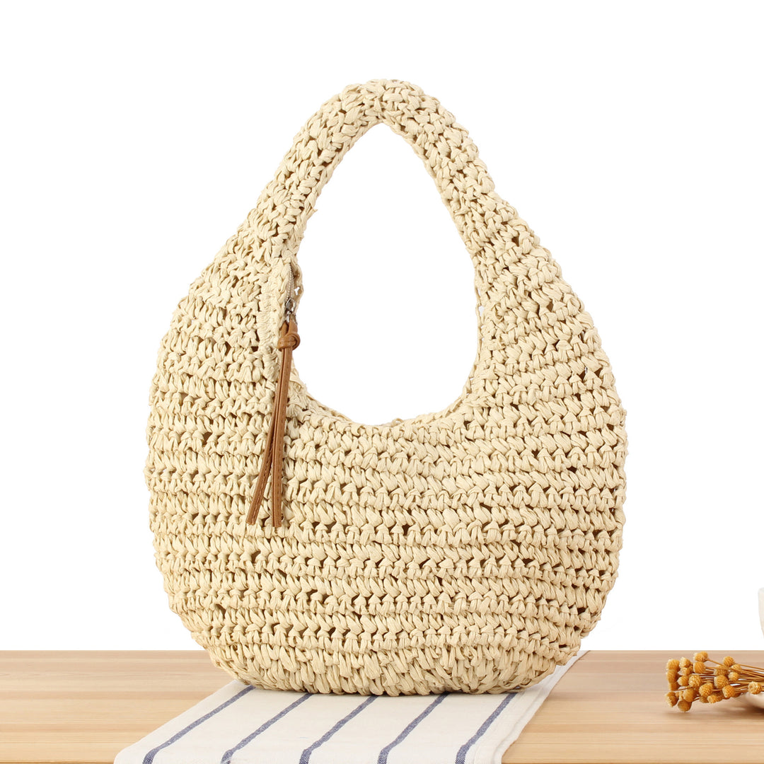 Hand-knotted shoulder bag made of natural material Stornfield