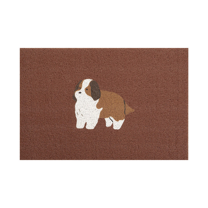 Coconut doormat with vertical striped structure and playful dog motif Stornfield