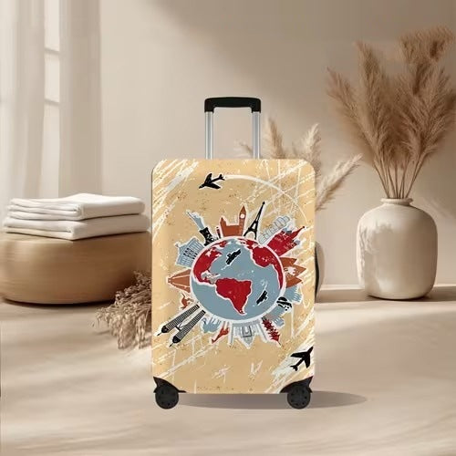 Unisex nan elastic suitcase cover with volcanic lava marble design, stretch protective cover for trolley Stornfield