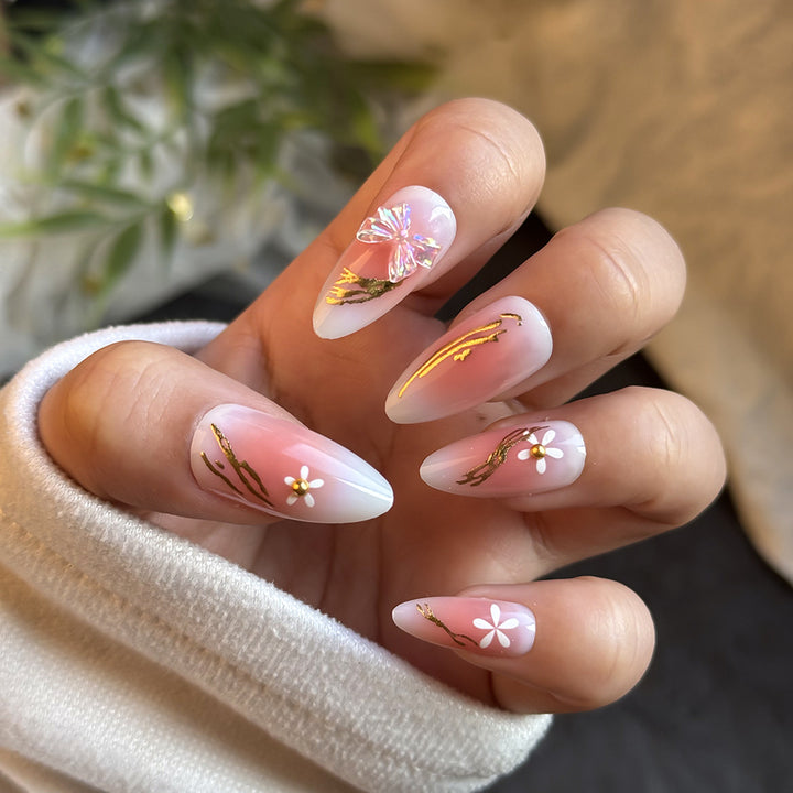 Elegant Floral-Themed Press-On Nail Art Kit Stornfield