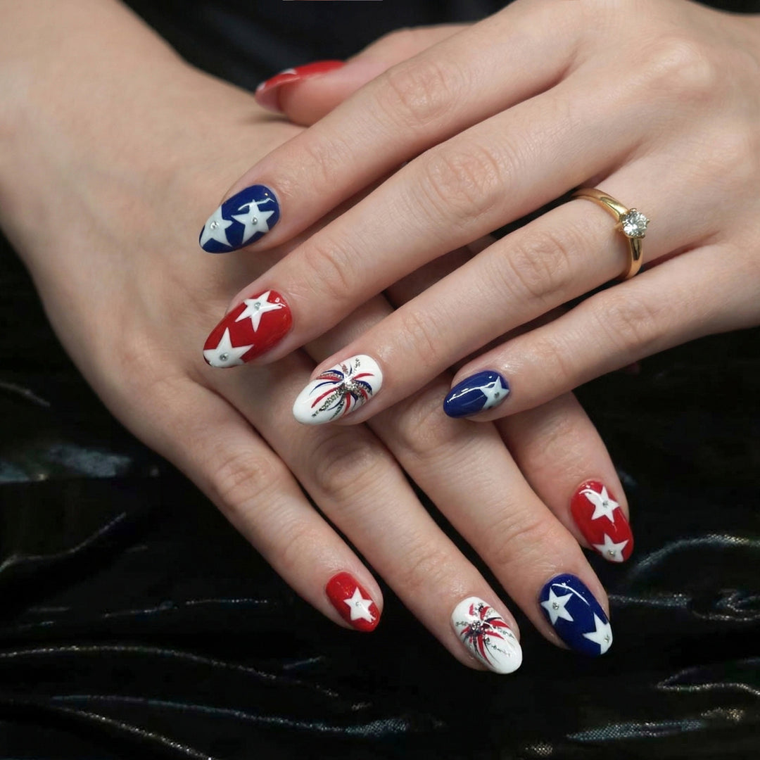 Artistic 4th of July Themed Press-On Nail Art Set Stornfield