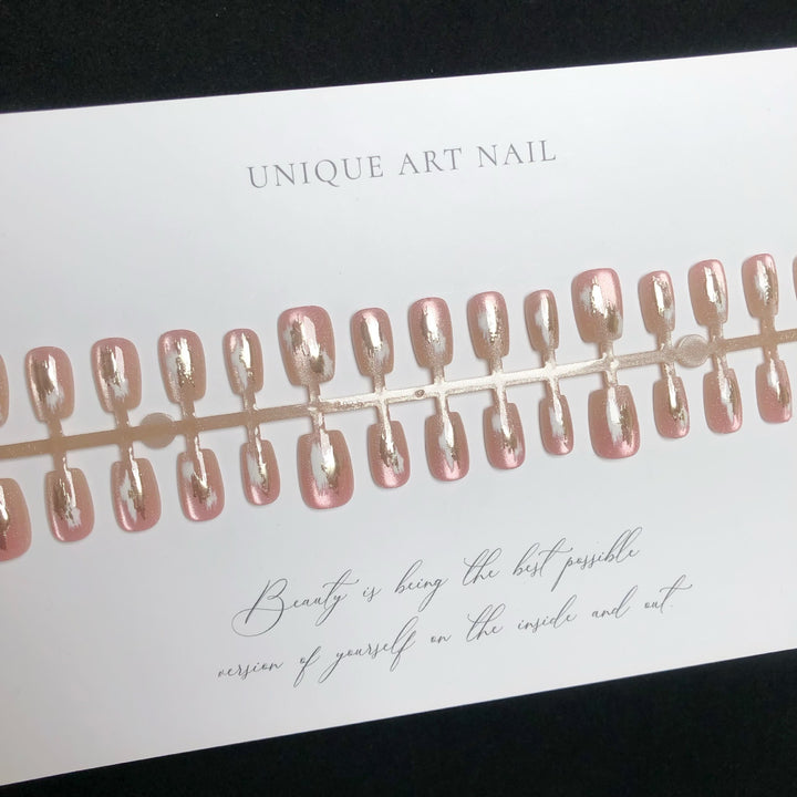 Elegant Gold-Accented Press-On Nail Set