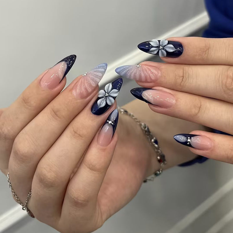 Artificial nail set with elegant floral and ombre designs Stornfield