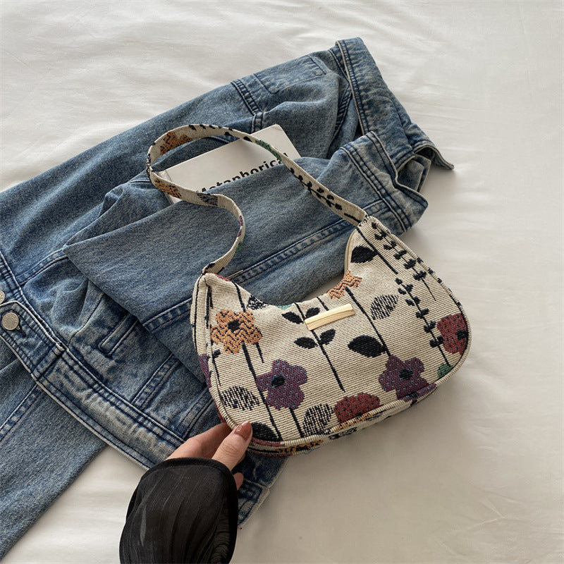 Floral Embroidered Shoulder Bag