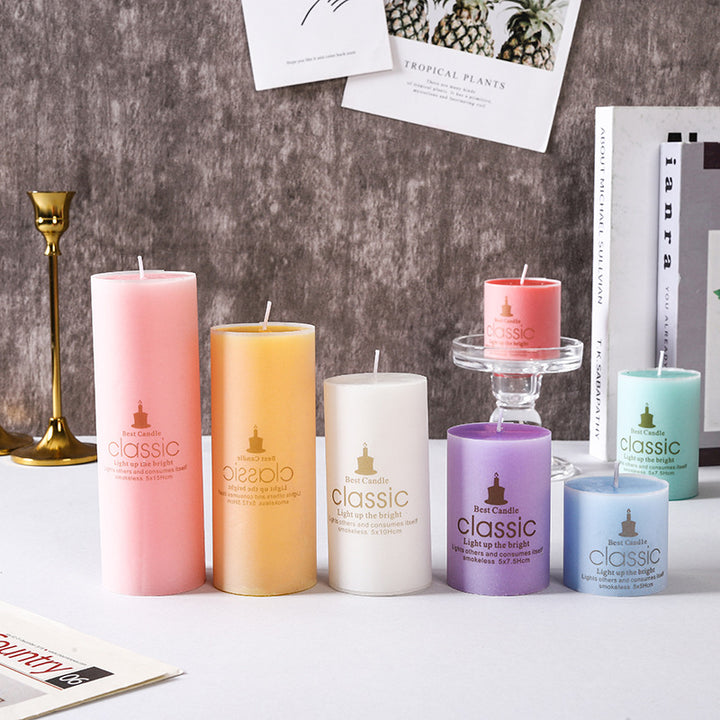 Scented Decorative Pillar Candle Set with Mixed Heights and Clean-Burn Wax