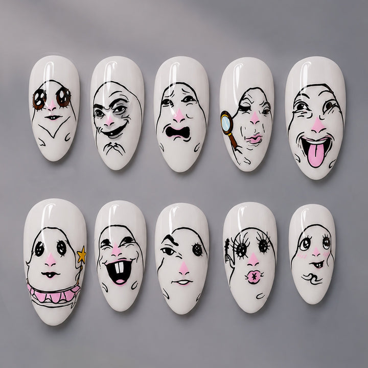 Creative Nail Art Set with Face Designs Stornfield