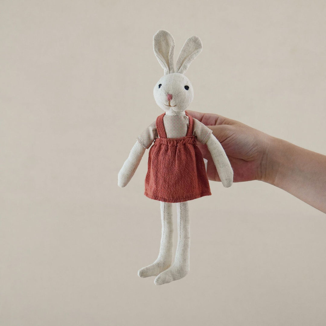 Handmade Organic Linen Bunny Doll with Long Limbs