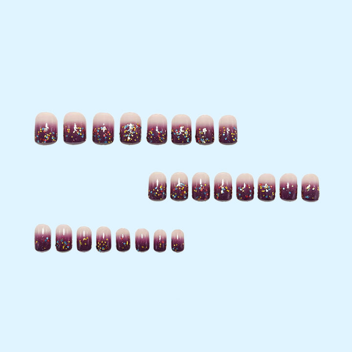 Artificial nails with glitter gradient and colorful accent Stornfield