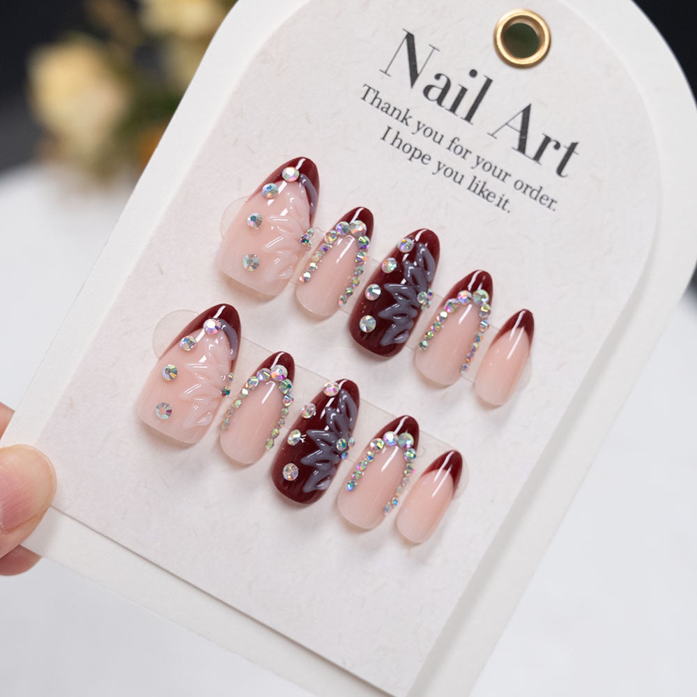 Artistic Floral-Embellished Press-On Nail Set