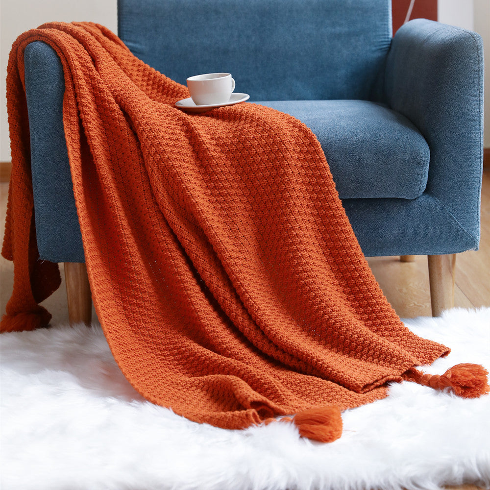 Women’s knitted blanket with decorative tassels Stornfield