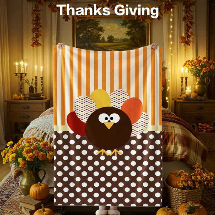 Thanksgiving-Themed Cozy Fleece Blanket