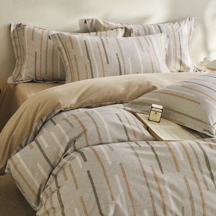 Reversible Botanical Cotton Sateen Duvet Cover Set with Pillow Shams