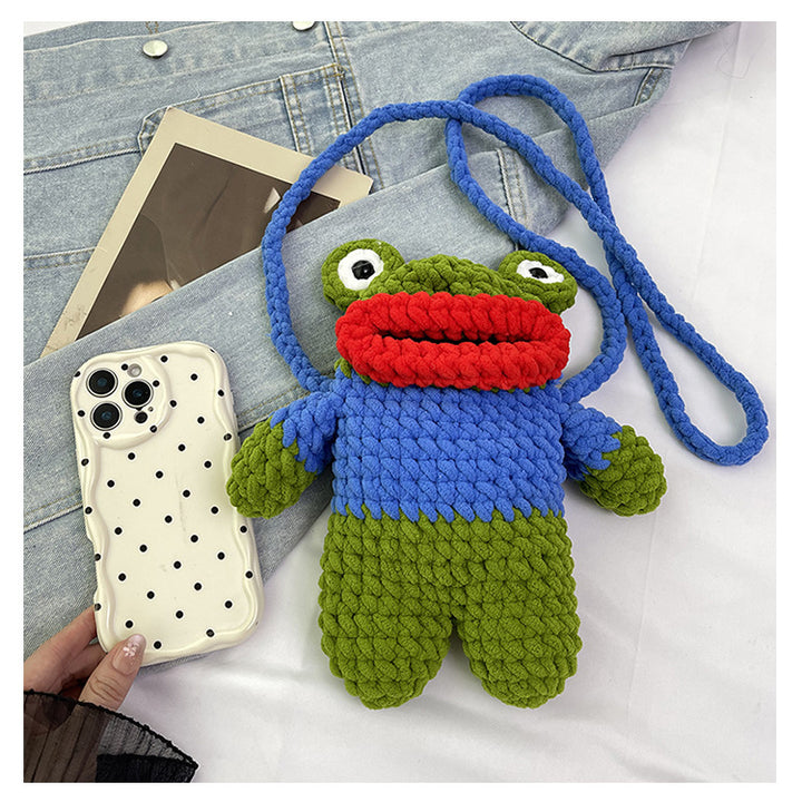 Fun Crocheted Frog-Themed Mini Backpack
