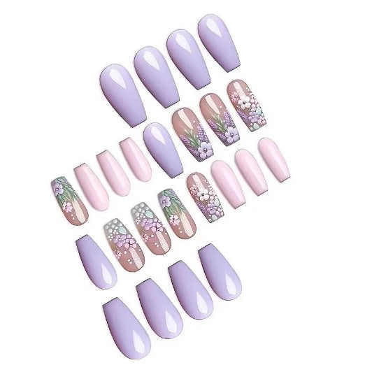 Floral Themed Acrylic Nail Art Enhancements Stornfield