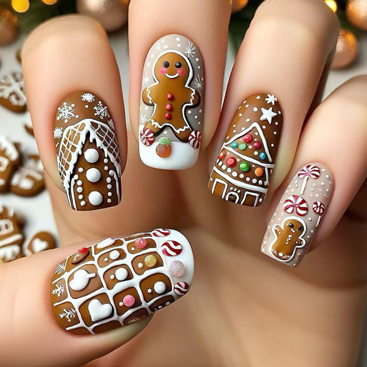 Artificial nails in gingerbread house design Stornfield