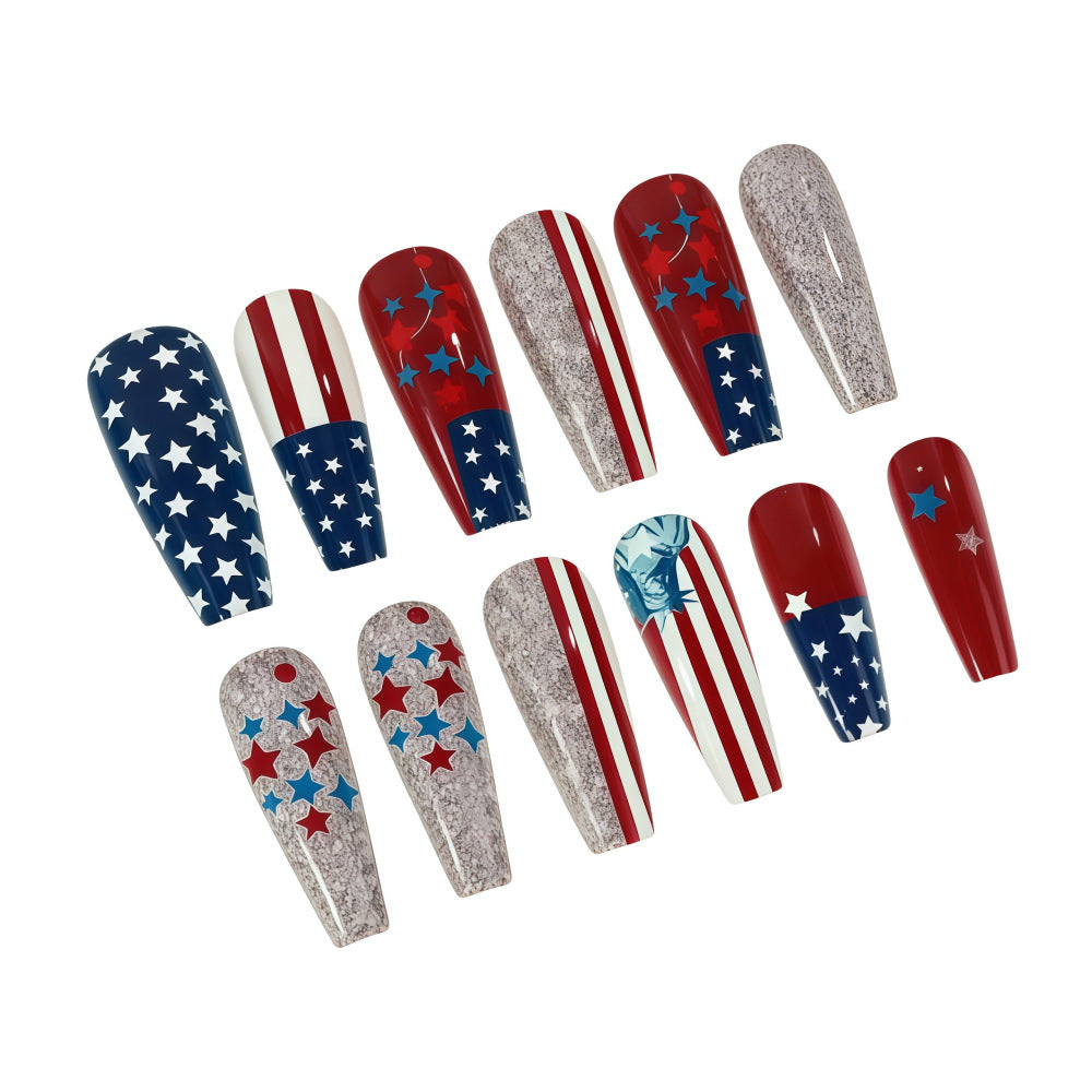 Festive artificial nails with patriotic motifs Stornfield