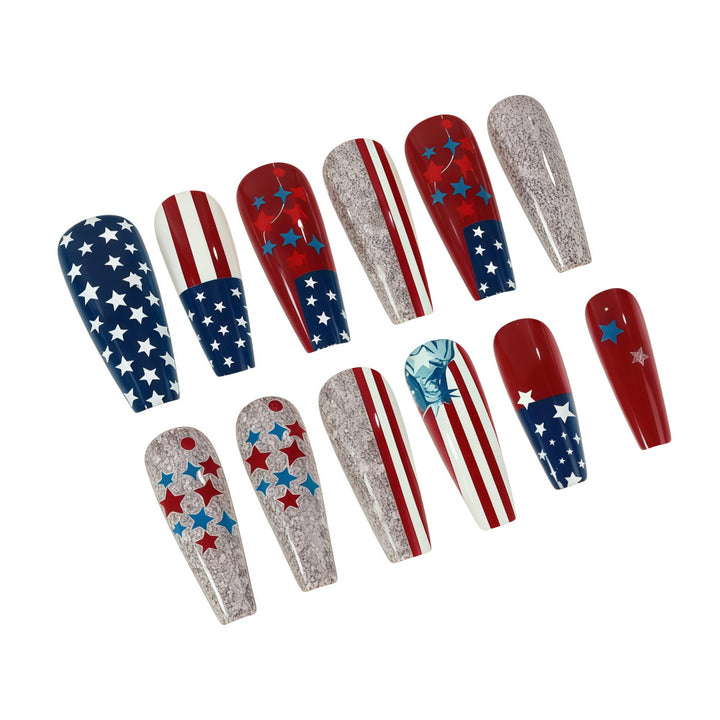 Festive artificial nails with patriotic motifs Stornfield