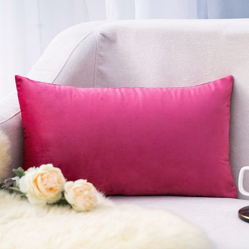 Plush Velvet Lumbar Pillow Cover with Hidden Zipper and Removable Insert Support
