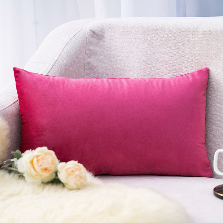 Plush Velvet Lumbar Pillow Cover with Hidden Zipper and Removable Insert Support