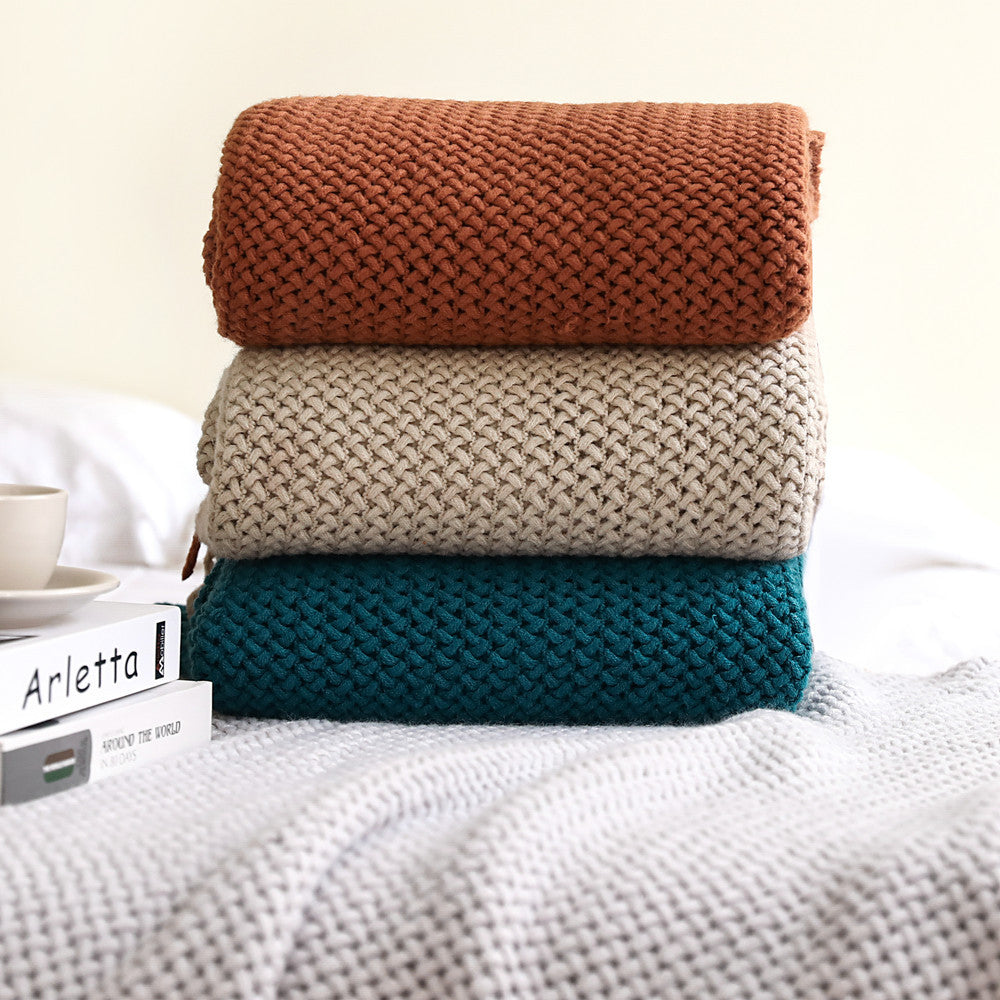 Women cozy knit blanket with decorative pattern Stornfield