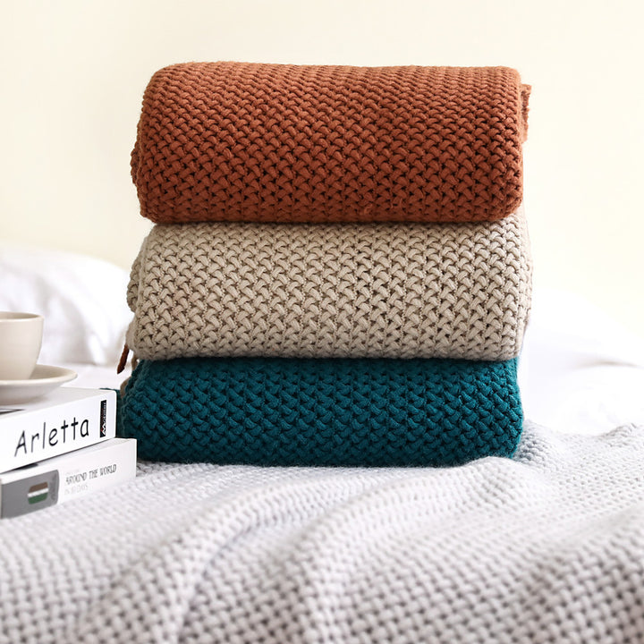 Women cozy knit blanket with decorative pattern Stornfield