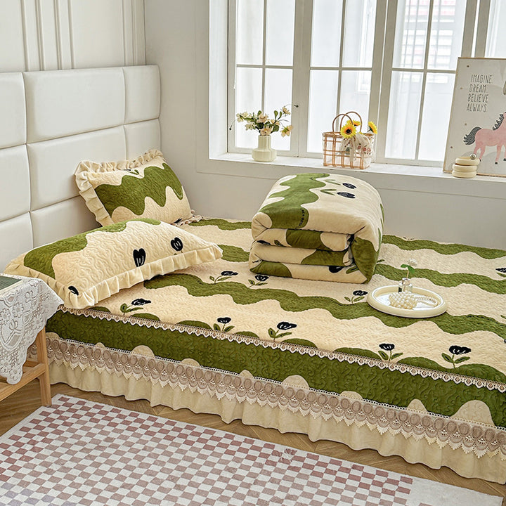 Elegant Embroidered Quilted Bedspread