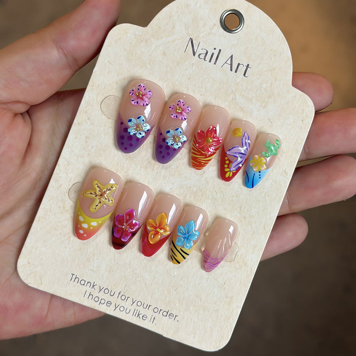 Creative Floral Embellished Press-On Nail Collection Stornfield
