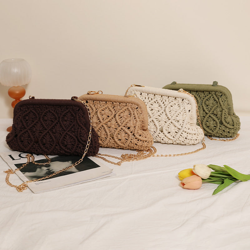 Hand-knotted shoulder bag in Boho style Stornfield