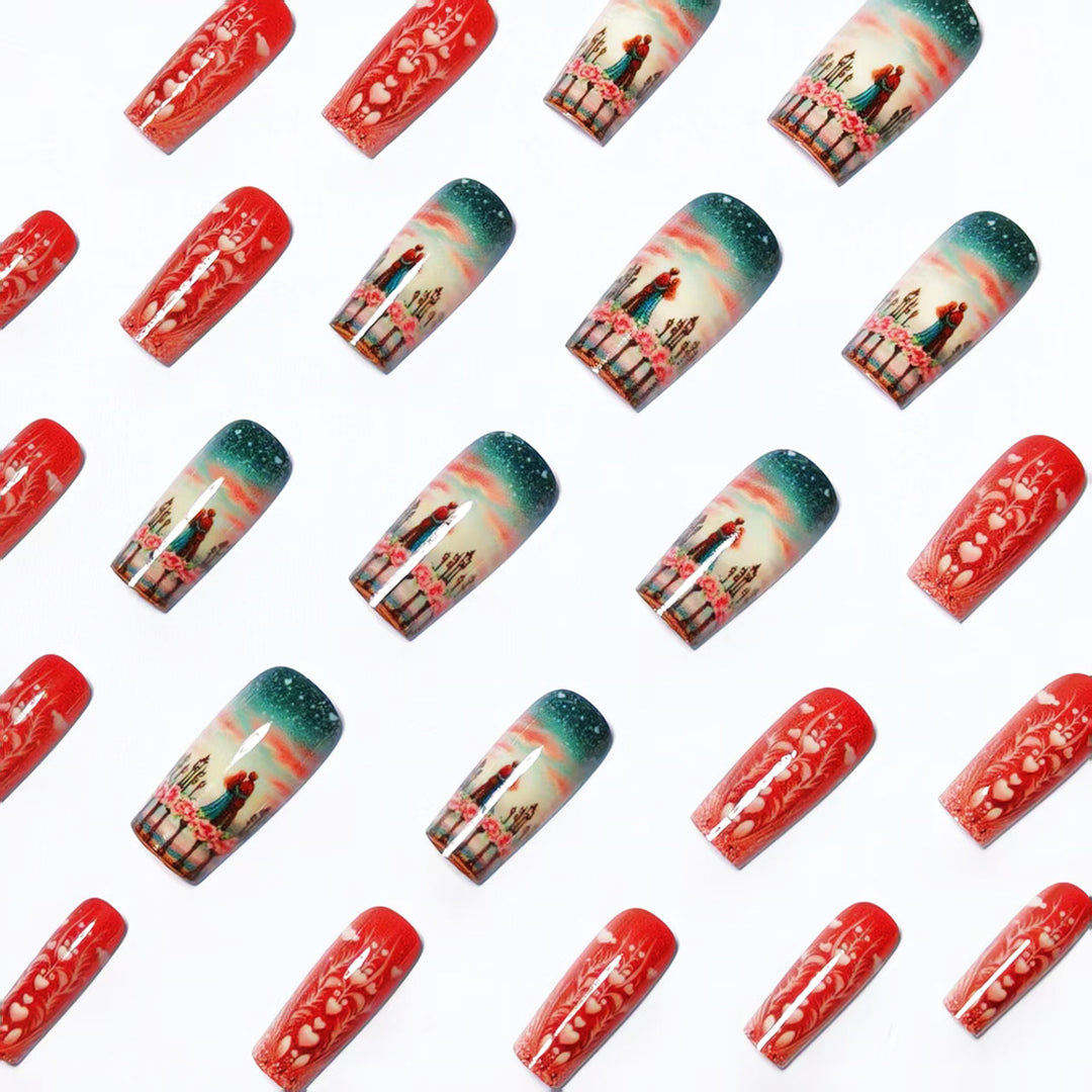 Artificial nails with Romantic Couple motif Stornfield