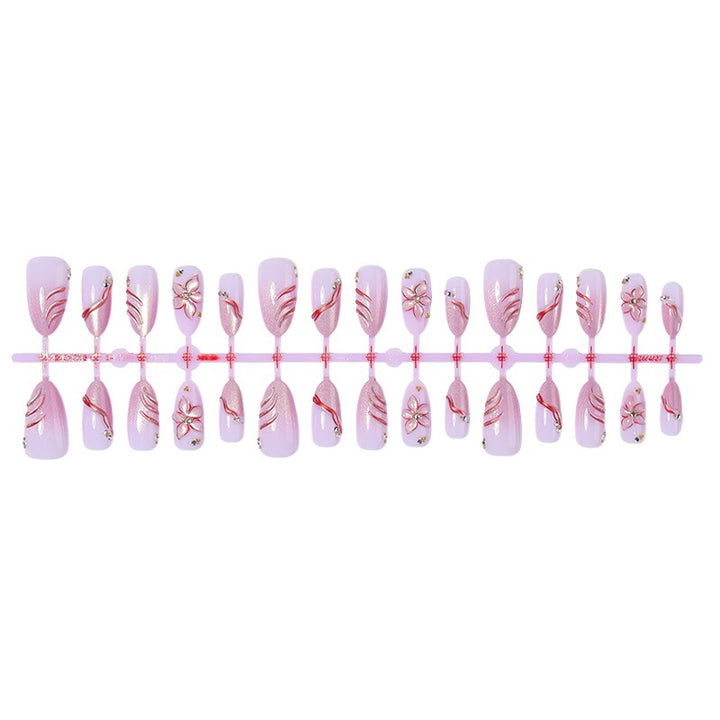 Acrylic nail set with elegant flower and glitter patterns Stornfield