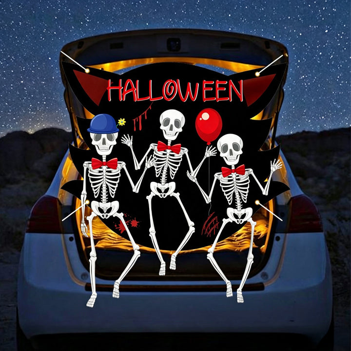 Large Halloween wall sticker vinyl with dancing skeletons and removable self-adhesive film
