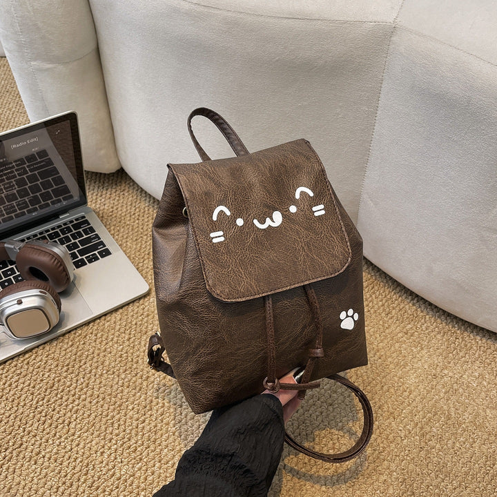 Cute Cat-Themed Faux Leather Backpack Stornfield