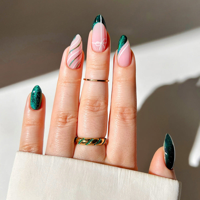 Creative nail set with glitter and marbling effect Stornfield