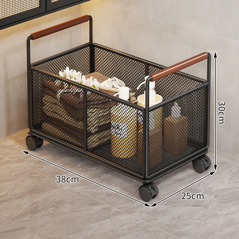 Rolling Ventilated Laundry Storage Cart with Handles