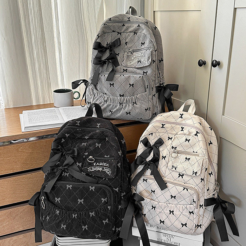 Quilted Bow-Embellished Backpack Stornfield