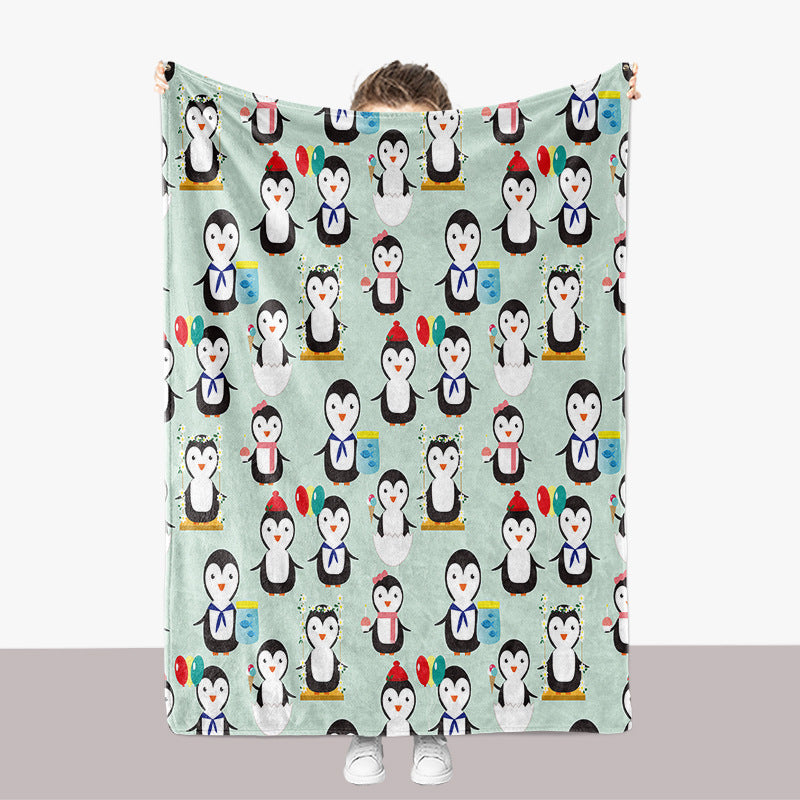 Penguin-Themed Plush Throw Blanket